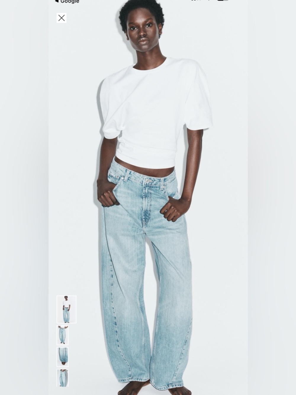 Zara TRF Mid Waist Baggy Balloon Jeans Light Wash